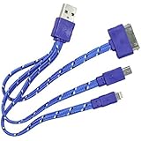 Charging Cable, Gempion High Quality 3 in 1 Multi USB Charger Connector for Apple iPhone 6s, 6 Plus 5s, Micro USB for Samsung Galaxy S6 S5 S4, Power Bank Portable Charger and More