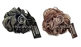 Hydrea High Quality Exfoliating Bath & Shower Body Puff/Scrunchie /Buffer Chocolate & Cream & Black & Cream Twin Pack