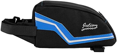 LTG Bike Small Black or Blue Wedge Top Tube Bag with Concealed Quick Access Opening - Velcro Strap Bag Pouch (Blue)