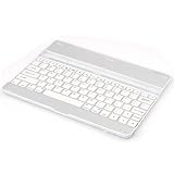 PortaCell Aluminum Bluetooth Keyboard Case Stand for Apple iPad 2 16GB 32GB 64GB [Silver Exterior with White Keys]
