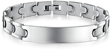 Valanthe Spainsh Bible Scripture and Cross Bangle Male Stainless Steel Chain Bracelet