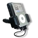 BLACK iPod FM Transmitter, Car Charger and Cradle For Apple iPod / Touch - PSL Station Lock to reduce drifting - w/ Additional USB port to charge cell phone / other bluetooth devices (Package Includes USB cable )