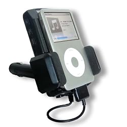 BLACK iPod Cradle with bulit-in FM Transmitter & Car Charger for Apple Ipod Video, Touch, Nano, and Classic - PSL Station Lock reduces frequency drifting - Additional USB port to charge your cell phone & other bluetooth devices **Includes USB cable**