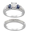 14K White Gold Sapphire and Diamond Wedding Set