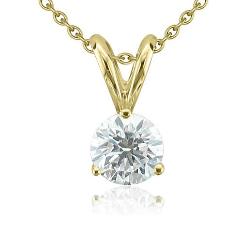 14k Yellow Gold 3-Prong Solitaire Natural Diamond 