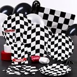 Black and White Checkered Birthday Standard Party Pack (8 count) Party Accessory