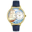 Whimsical Watches Unisex Sailing Navy Blue Leather Watch #G0810001