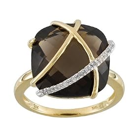 10KT 9.00CT SMOKY QUARTZ AND DIAMOND ACCENT RING by JTV