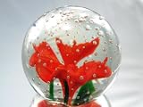Murano Design Mouth Blown Glass Art Alizarin Crimson Rose Handmade Art Glass Paperweight Pw-296