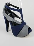 Colorblock Cut-Out Peep Toe Heel