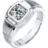 14K White Gold Created Moissanite Men's Ring