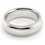 14K White Gold Wedding Bands 6mm Milgrain comfort-fit