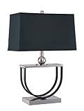 Lite Source LS-21160 Bellino Table Lamp, Polished Steel with Black Fabric Shade