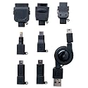 PLANEX FOMA/3G/au/Dock/PSP/DS/MicroUSB/miniUSB用巻取り式充電ケーブル ブラック BN-MUS7CB