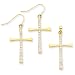 14k Crystal Cross Earrings And Pendant Set