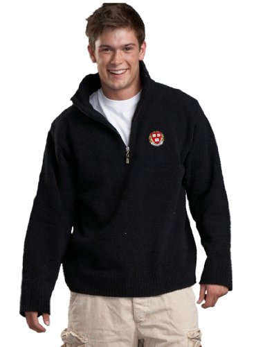 NCAA Harvard University Kashwere U Unisex Half Zip Pullover (Black, Medium/40-42)