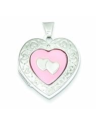 Genuine .925 Sterling Silver Pink Mother Of Pearl 21mm Double Heart Locket 3 Grams. 100% Satisfaction Guaranteed.