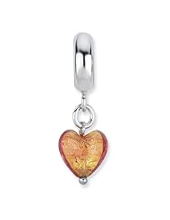 Sterling Silver s Pink/orange Italian Murano Dangle Bead by Reflection Beads, Best Quality Free Gift Box Satisfaction Guaranteed