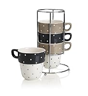 4 Neutral Dot Stacking Mugs