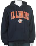 Soffe Illinois Hoodie with Arch and Mascot (Large, Navy)