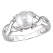10K White Gold 1/10 ctw Diamond and 7-7.5mm Cultured Pearl Ring