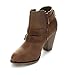 Forever Women's Buckle Strap Block Heel Ankle Booties, Tan 8