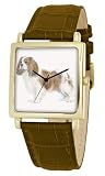 American Kennel Club Men's D1788S012 Cavalier King Charles Spaniel Gold-Tone Brown Leather