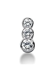 Three Stone Round Brilliant Diamond Pendant in 14K White Gold