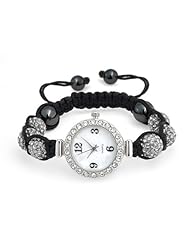 Bling Jewelry Gunmetal Crystal Bead Black Shamballa Inspired Watch Stainless