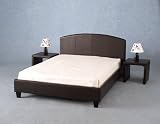 LUXURY ESPRESSO BROWN FAUX LEATHER DOUBLE BED BY CENTURION PINE