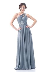 One Shoulder Chiffon/Silk Crystal Evening Dress/Party Dress 