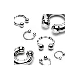 HU0008 / Hufeisen - Horseshoe 1,2 x 8 mm aus Chirurgenstahl mit Kugeln 3 mm