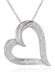 Sterling Silver Diamond Heart Pendant Necklace (1/2 cttw, I-J Color, I3 Clarity), 18"
