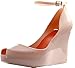 CAPE ROBBIN Women's Light Pink Jelly Wedge Sandal with peep Toe and Ankle Strap