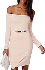 Sexy Strapless Sheath Polyester Empire   Waistline Cocktail Long Sleeves Off the Shoulder Club Dress/Party Dress/Tunic 