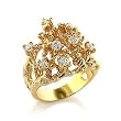 Gold Plated Brass Ring with Clear CZ