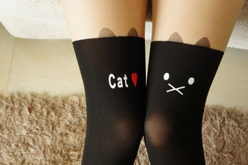 Mordor Hot Japanese Harajuku Women's Sexy Pantyhose Tattoo Stocking MJ (black cat)