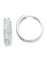 Genuine 14K White Gold Diamond Hoop Earrings 5.55 Grams of Gold