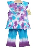 JoJo Designs 2 Piece Tie Dye Baby Girl Pant Set, 12 to 18 Months