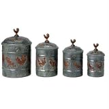 Set of 4 Rooster Canisters 4Qt/ 2Qt/1.5Qt/1Qt