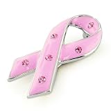 Bling Jewelry Breast Cancer Awareness Pink Ribbon Pin with Pink Rhinestone