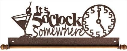 Ackfeld 16" It's 5 O'Clock Somewhere Metal Wall Craft Quilt Textile Holder Hanger