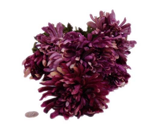 Silk Bouquet 9 Purple Pom Pom Flowers Crafts Decorations