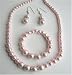 Pink Pearls Jewelry Set Bridal Bridemaids Simulated Pink Pearls Necklace Sterling Silver Earring w/ Stretchable Bracelet (BRAND NEW)