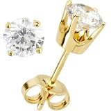Solid 14KT Yellow Gold Genuine DIAMOND Stud Earrings (1 cttw, H-I Color, I2 Clarity)
