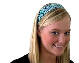 Skinny Headband, Pressed Flowers, Beautiful Aqua Print, Amy Butler Fabric Made By Bargain Headbands