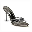 4 Inch Women's Sexy Strappy Sandals Slide With Rhinestones Gold or Silver or Pewter