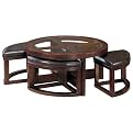 Evanna Cocktail Table With 4 Ottoman and Round End Tables