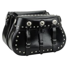 Large Classic Three Strap Leather Motorcycle Saddlebag