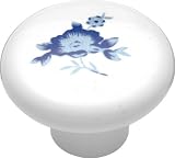 1 1/4 Dia Delft Blue Flower Porcelain Knob
